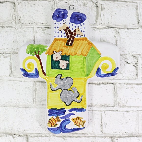 Noah's Ark Nursery Cross Boozell Collection Baby Terracota Mexico Hand Painted - Picture 11 of 11